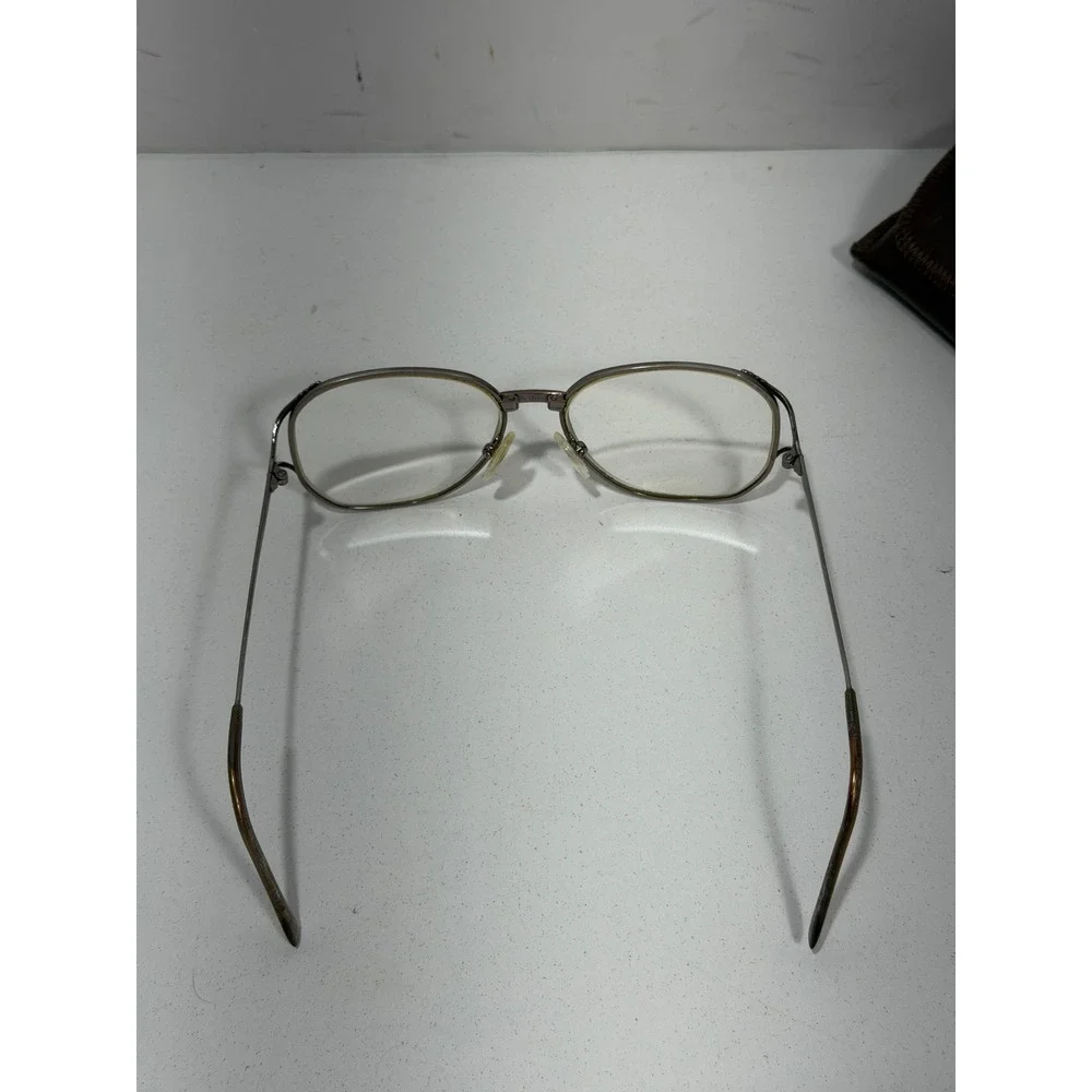 Vintage Oversized Aviator Eyeglasses Frames Silver Tone Double Bridge‎ with Case